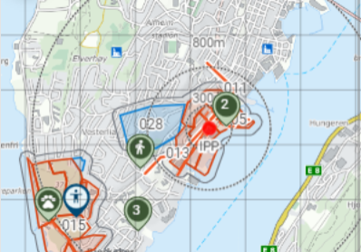 Kartutsnitt fra det nye digitale aksjonsstøtteverktøyet.