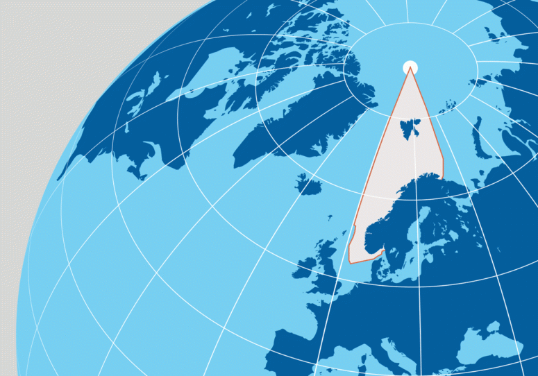 Bilde som viser det geografiske området hvor Hovedredningssentralen har ansvar.